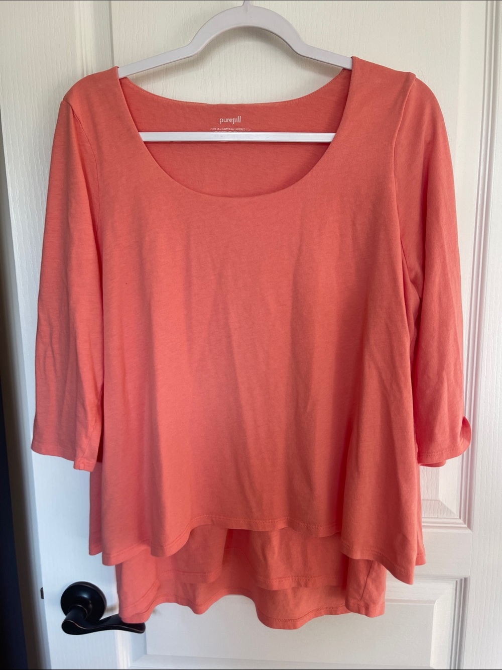 Pure Jill Coral Scoop-Neck Layered Tunic